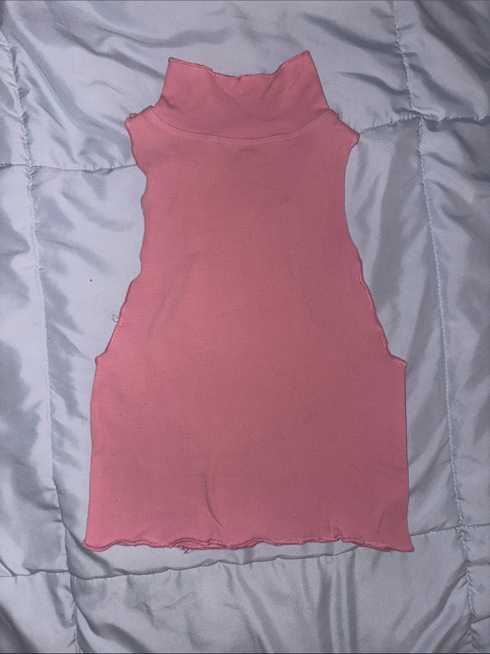 Sleeveless Mock Neck Pink Tank Top